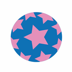 Wall Mural - blue ball with pink stars, children's toy, logo