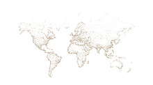 A World Map Made Up Of Dots On A White Background. Connection Concept Of People On Earth. Vector Illustration. 