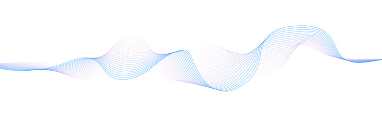 Wall Mural - Abstract blue smooth wave on a white background. Dynamic sound wave. Design element. Vector illustration.