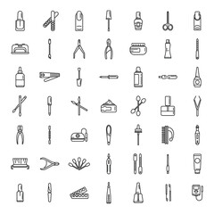 Wall Mural - Equipment for manicure icons set outline vector. Nail pedicure