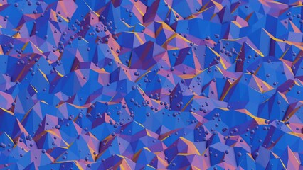 Poster - Colourful  Abstract 3D visualization of a geometric low-poly surface. 3d rendering illustration. Background pattern for design. loops video.