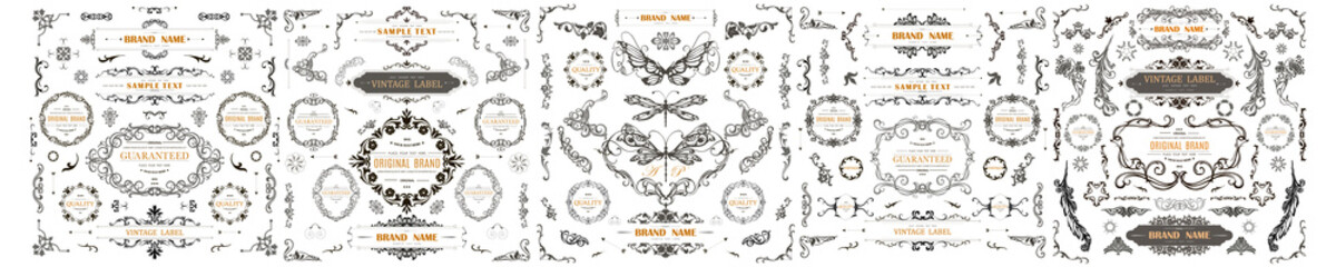 Wall Mural - set of vintage decorations flourishes elements.