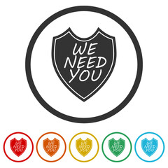 Wall Mural - We need you icons in color circle buttons