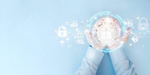 Poster - Using a virtual network connection to protect business and information data, innovation technology develops smart solutions to protect against digital attacks, and cyber security