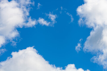 Poster - blue sky with cumulus clouds