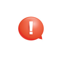 Poster - Red chat bubble with white exclamation mark sign. Warning message icon design. Vector illustration.