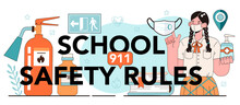 School Safety Rules Typographic Header. Idea Of Healthy Lifestyle