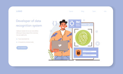 Poster - Face recognition system development web banner or landing page