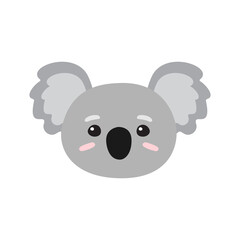 Sticker - Vector flat hand drawn koala face head isolated on white background