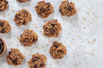 Wall Mural - Healthy oatmeal banana cookies with chocolate chips