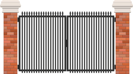 Wall Mural - Brick and steel gate clip art