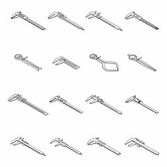 Poster - Calipers icons set. Isometric set of calipers vector icons thin line outline on white isolated