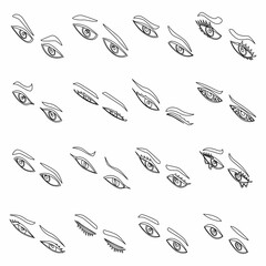 Poster - eyes icons set. isometric set of eyes vector icons thin line outline on white isolated