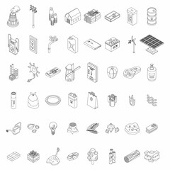 Poster - natural resources icons set. isometric set of natural resources vector icons thin line outline on wh