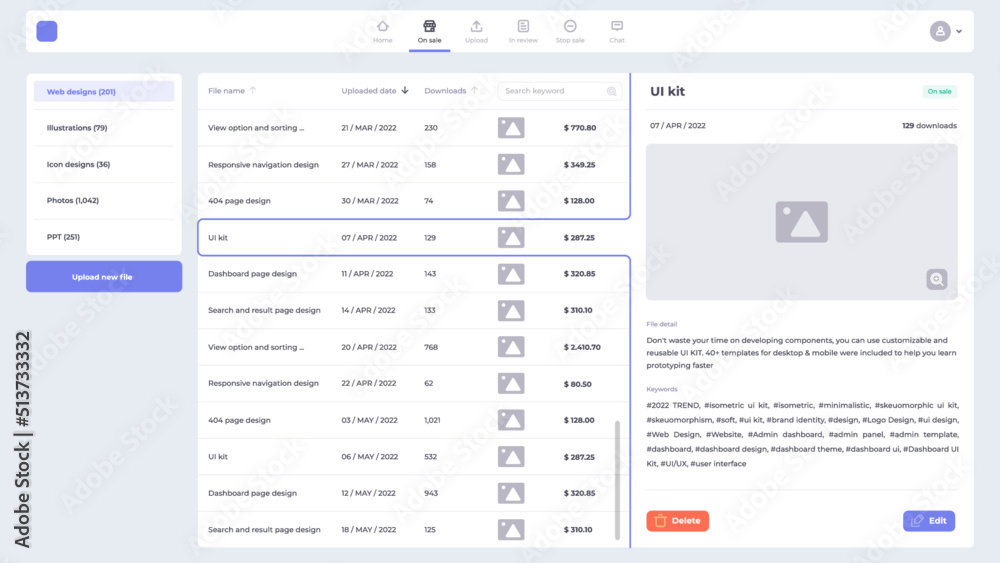 list button table search sorting design sources Stock Vector | Adobe Stock