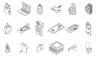 Poster - Payment cancellation icons set. Isometric set of payment cancellation vector icons thin line outline on white isolated