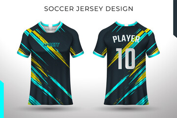 Sports jersey design t-shirt for racing, football, gaming, motocross, cycling. Mockup vector design template.