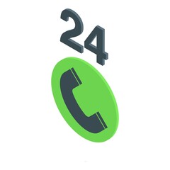 Poster - 24 hour call support icon isometric vector. Customer chat. Computer center