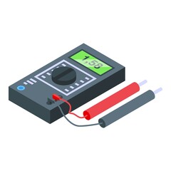 Canvas Print - Electric multimeter icon isometric vector. Energy battery. Full cell