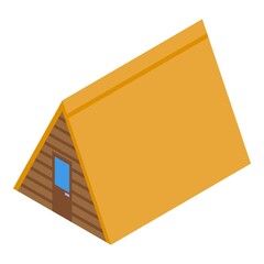 Wood bungalow icon isometric vector. Summer cabin. Sea villa