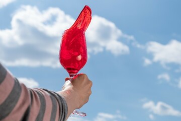 Poster - Drink sky glass color wine, beautiful water.