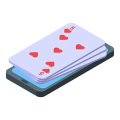 Wall Mural - Play card online icon isometric vector. Game machine. Mobile screen