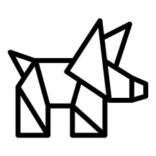 Origami Dog Icon Outline Vector. Geometric Animal. Polygon Art