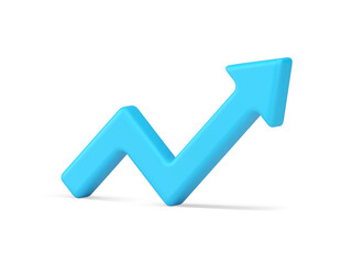 Poster - Blue angled arrow top pointing realistic 3d icon vector up pointer graph and chart business message