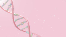 Abstract Pink DNA. Designed In Pastel Tone. Can Be Used In Education, Science Or Medicine Industry Background. 3D Render.