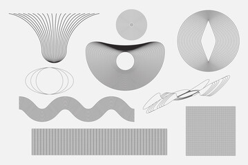 Modern Abstract Boho Linear Vector Shapes Set universal geometric graphics