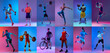 © master1305 - Sport collage of professional athletes on gradient multicolored neoned background. Concept of motion, action, active lifestyle, achievements, challenges