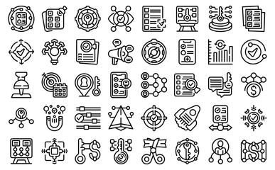 Wall Mural - Key points icons set outline vector. Path process. Escape answer