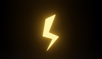 A Yellow Thunder and Bolt Lighting Flash Icons Set isolate on black background. Thunder Symbol. 3D rendering illustration.