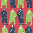 Seamless pattern with stylized people in naive style