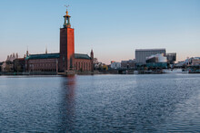 Stockholm City Hall At Dawn, Stockholm, Sodermanland And Uppland, Sweden, Scandinavia