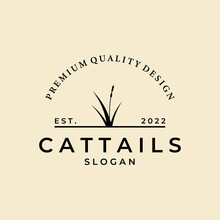 Cattail Grass Logo Icon Vector Illustration Design