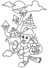 Wall Mural - halloween coloring page or book for kids