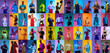 © master1305 - Sport collage of professional athletes on gradient multicolored neoned background. Concept of motion, action, active lifestyle, achievements, challenges