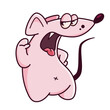 Cute pink mouse. Shows emotions, nonsense, I do not believe, do not. Mouse character hand drawn style, sticker, emoji