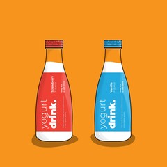 Wall Mural - Milk glass bottle in red and blue template for product packaging design