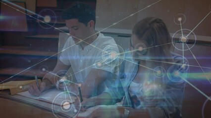 Poster - Animation of data processing over caucasian students learning
