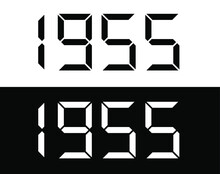 Year 1955 Black And White Digital Numbers Font.