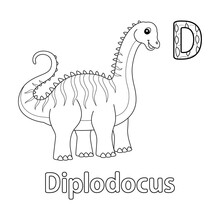 Diplodocus Alphabet Dinosaur ABC Coloring Page D