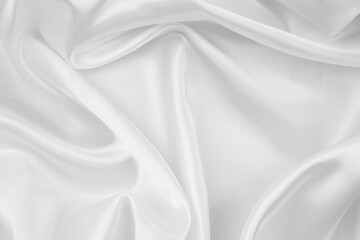 Wall Mural - Close-up of rippled white silk fabric texture background