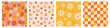 1970 Daisy Flowers Seamless Pattern Set
