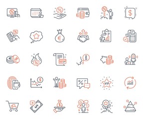 Finance icons set. Included icon as Report, Loyalty star and Bill accounting web elements. Internet shopping, Online shopping, Budget profit icons. Loyalty points, Credit card. Vector