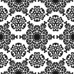 Poster - Seamless oriental ornament with swirls and scrolls. Vintage vector floral pattern. Black and white. For fabric, wallpaper or wrapping paper.