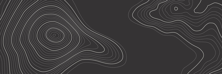 Wall Mural - the stylized height of the topographic map contour in lines and slim contours. white on black. conce