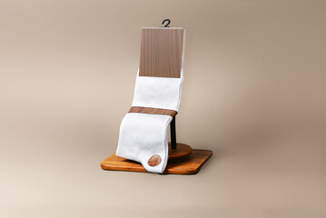 Men socks setting on chair  creative ads