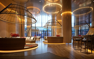 Wall Mural - 3d render of luxury hotel lobby reception